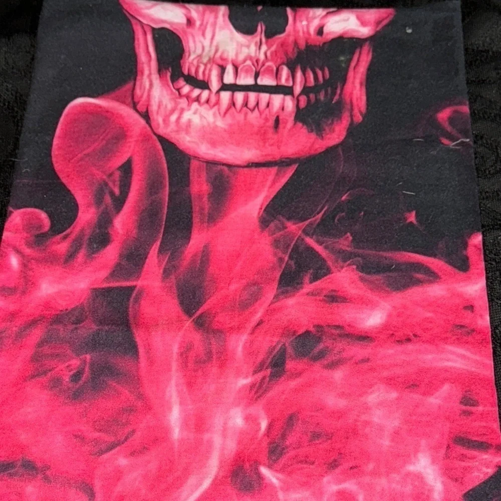 Pink & black Biker neck gator  Skull Scarf